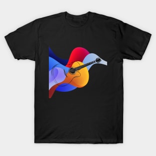 Acoustic Guitar - Colorful Waves T-Shirt